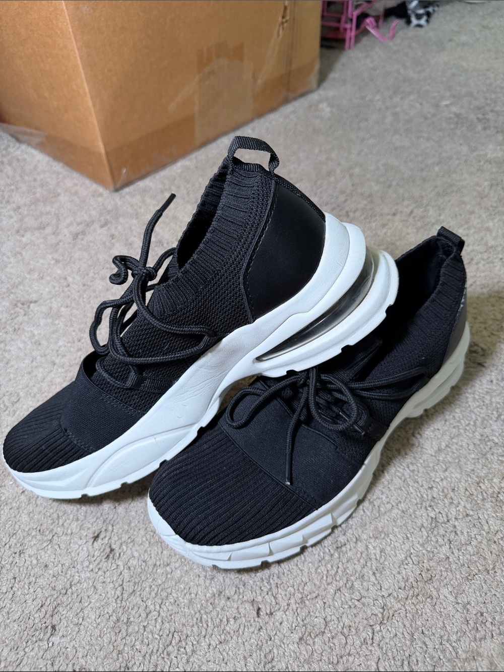 Black Knit Slip-On Platform Sneakers - Women